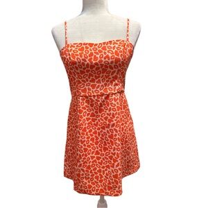 French Connection Orange and White Mini Dress. Heart pattern